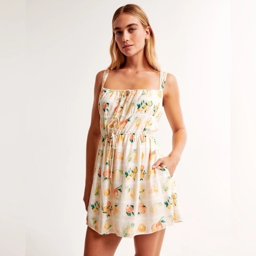 Abercrombie & Fitch Fruit Print Summer Mini Dress Petite Size S NWT